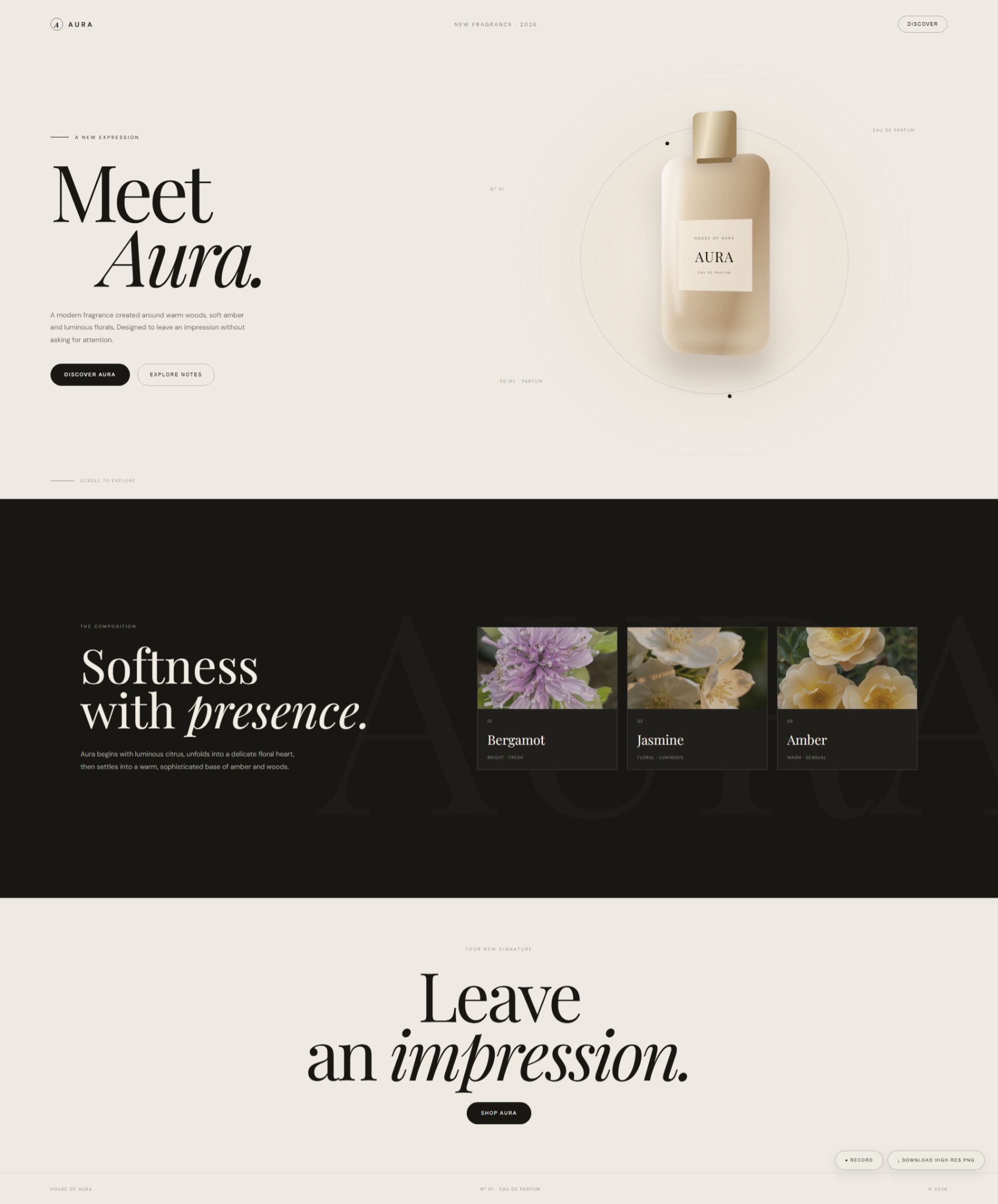 Landing page showcase